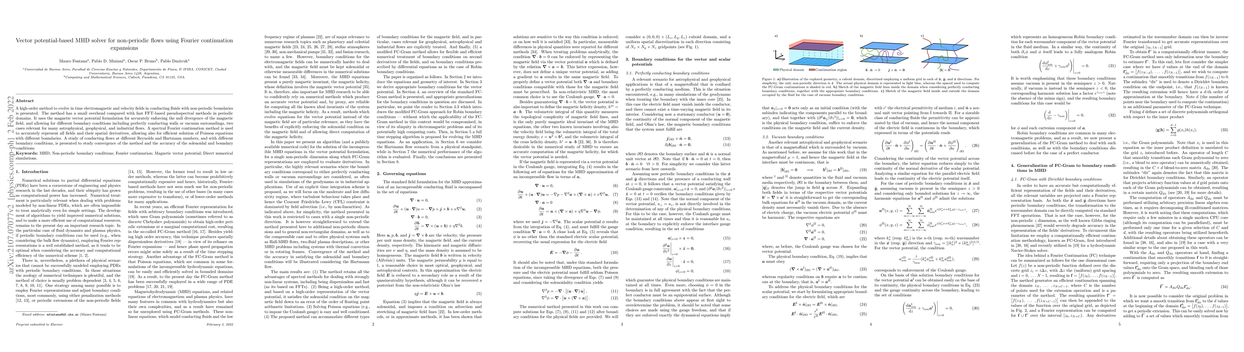 Thumbnail for Vector potential-based MHD solver for non-periodic flows using Fourier
  continuation expansions