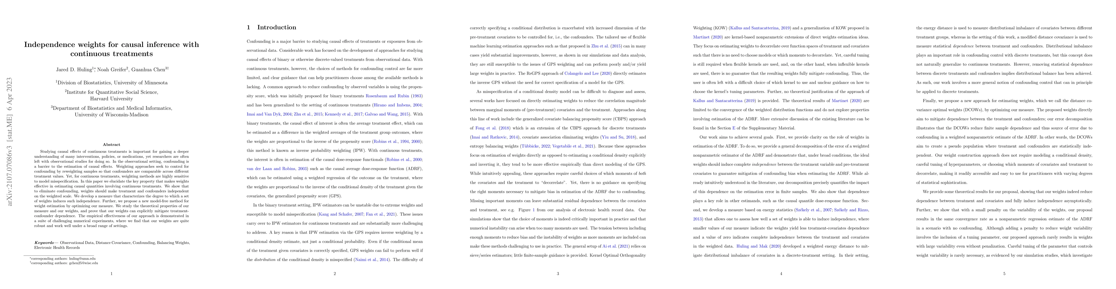 Thumbnail for Independence weights for causal inference with continuous treatments