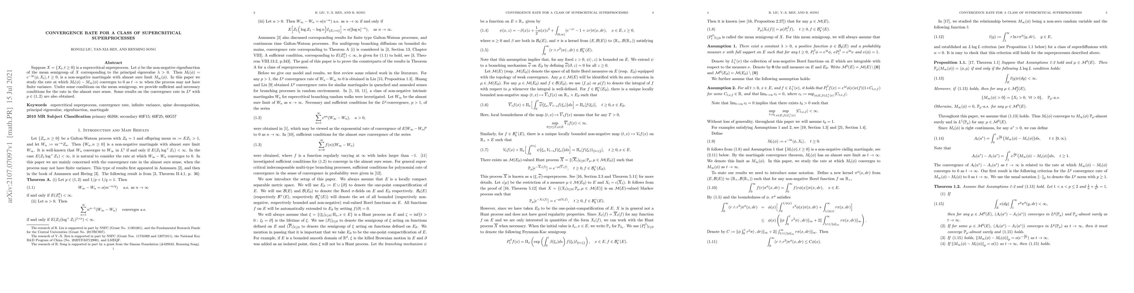 Thumbnail for Convergence rate for a class of supercritical superprocesses