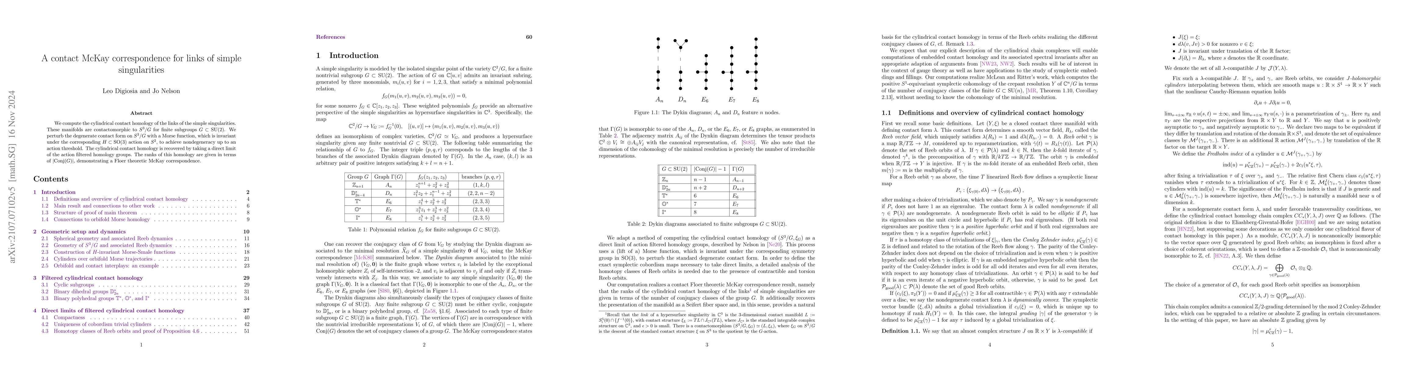 Thumbnail for A contact McKay correspondence for links of simple singularities
