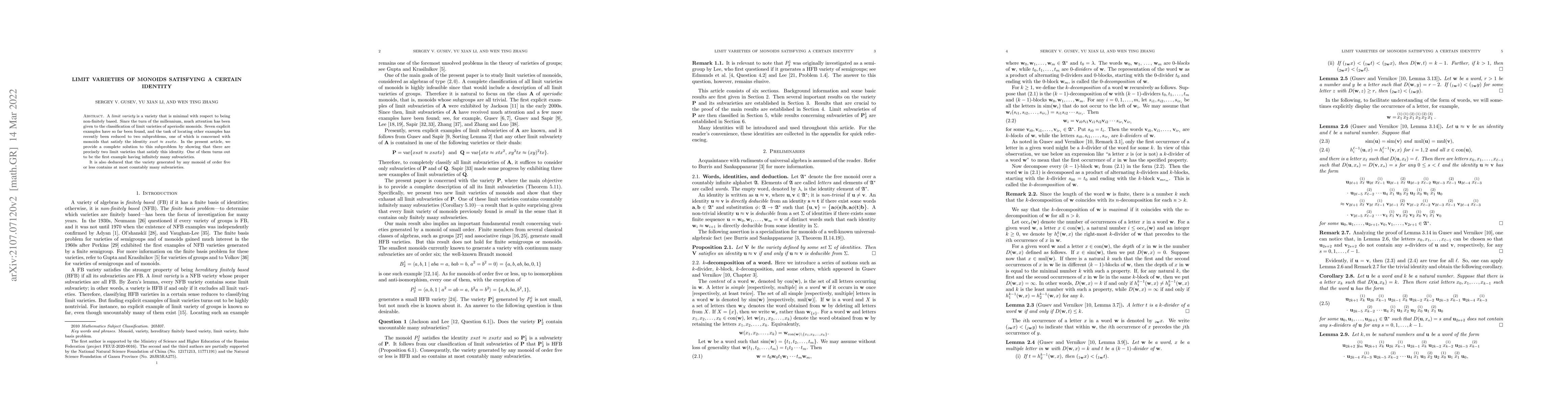 Thumbnail for Limit varieties of monoids satisfying a certain identity