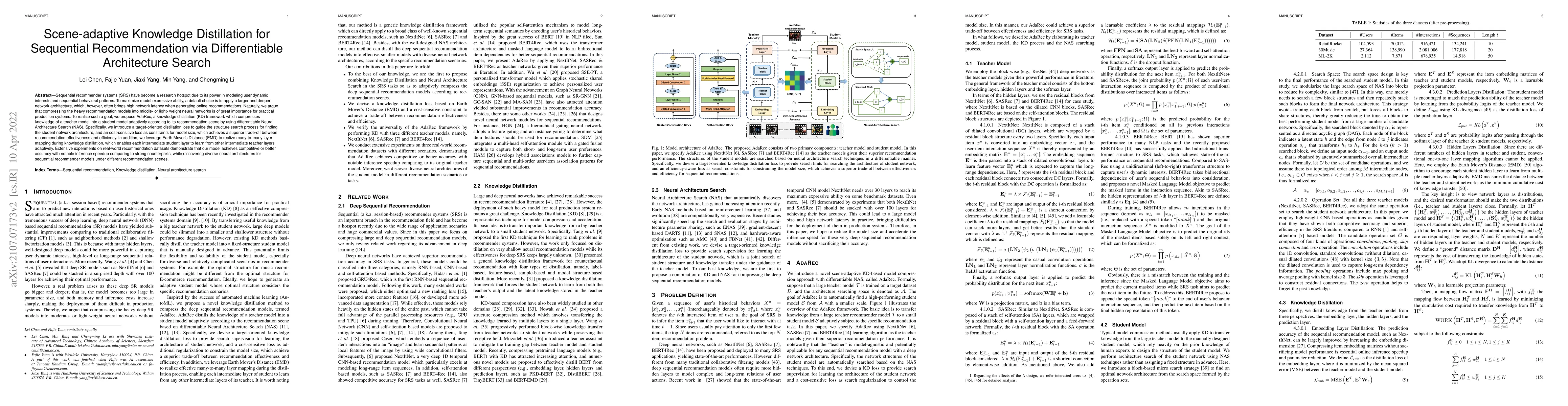 Thumbnail for Scene-adaptive Knowledge Distillation for Sequential Recommendation via
  Differentiable Architecture Search