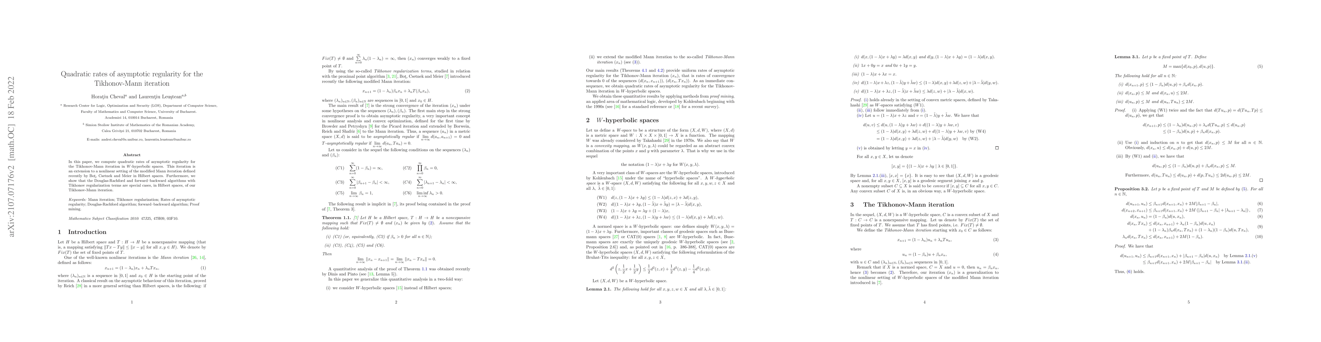 Thumbnail for Quadratic rates of asymptotic regularity for the Tikhonov-Mann iteration