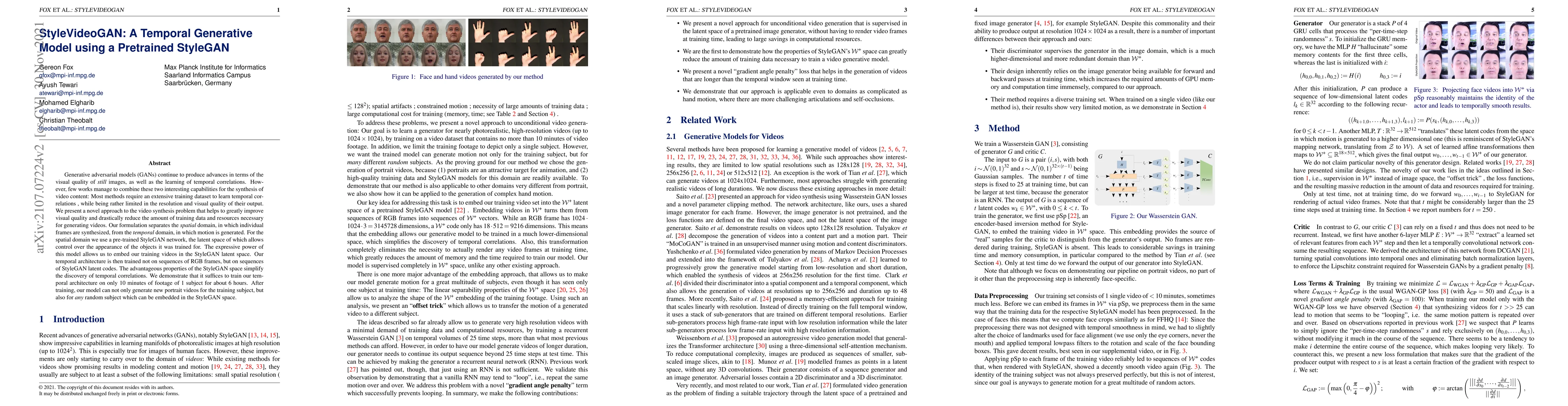 Thumbnail for StyleVideoGAN: A Temporal Generative Model using a Pretrained StyleGAN
