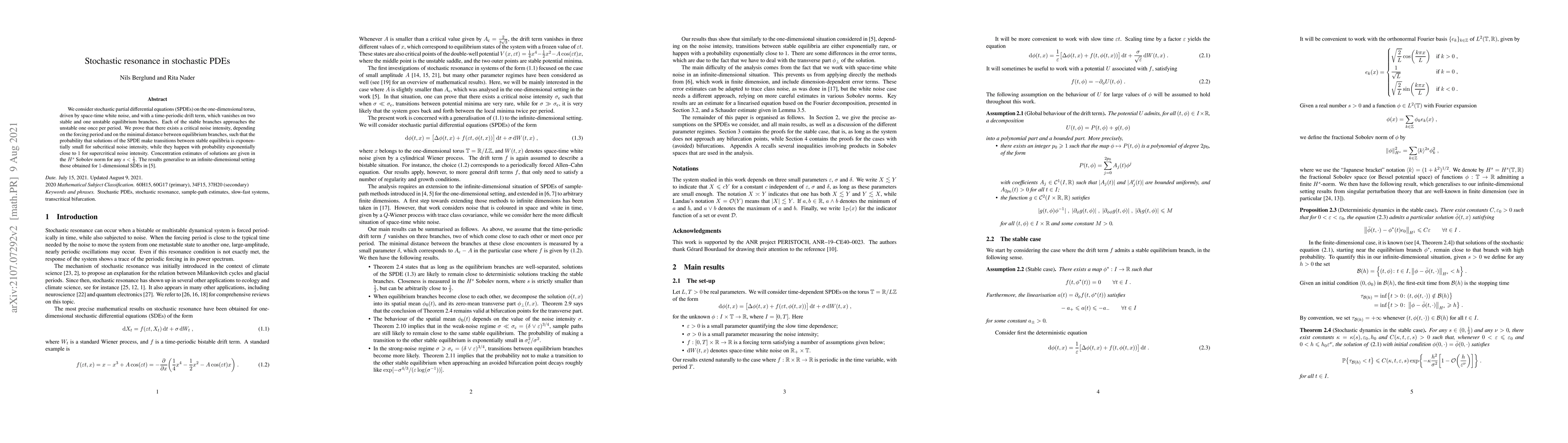 Thumbnail for Stochastic resonance in stochastic PDEs