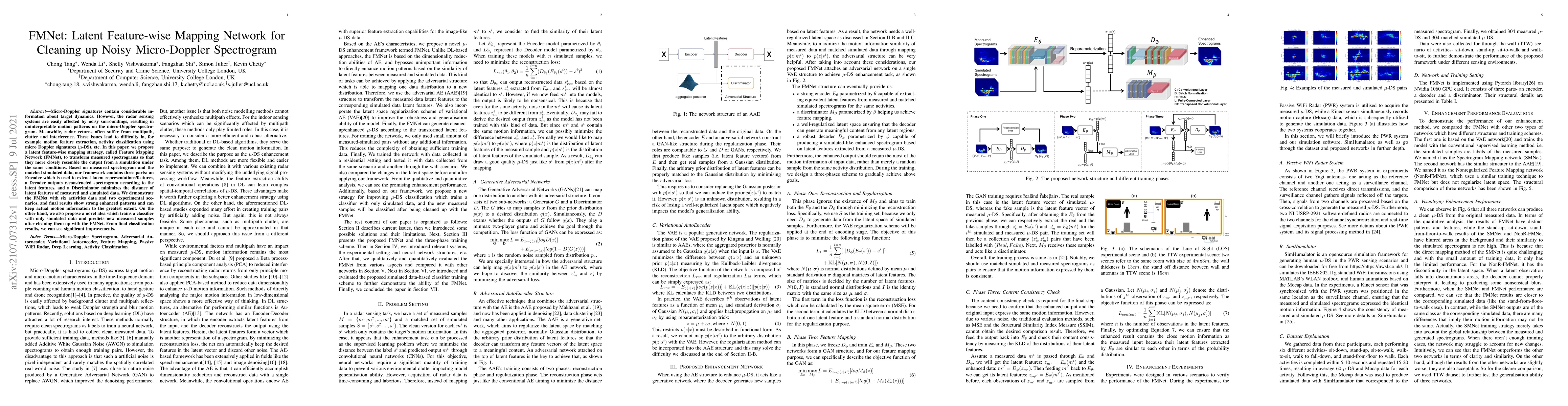Thumbnail for FMNet: Latent Feature-wise Mapping Network for Cleaning up Noisy
  Micro-Doppler Spectrogram