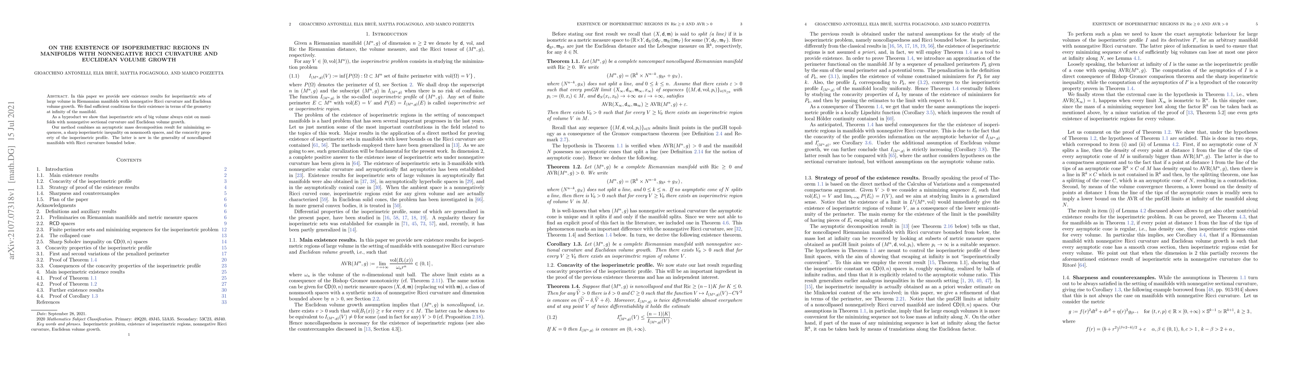 Thumbnail for On the existence of isoperimetric regions in manifolds with nonnegative
  Ricci curvature and Euclidean volume growth