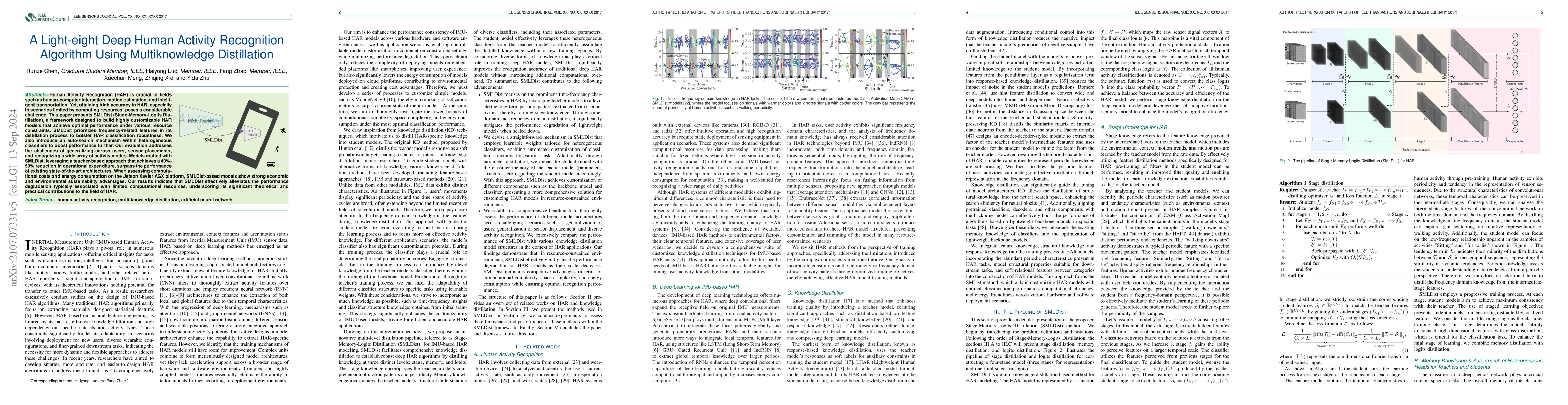Thumbnail for A Light-weight Deep Human Activity Recognition Algorithm Using
  Multi-knowledge Distillation