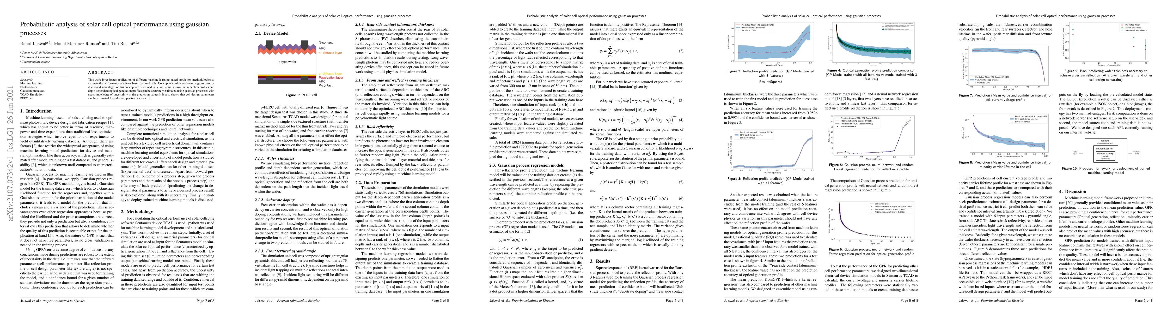 Thumbnail for Probabilistic analysis of solar cell optical performance using Gaussian
  processes