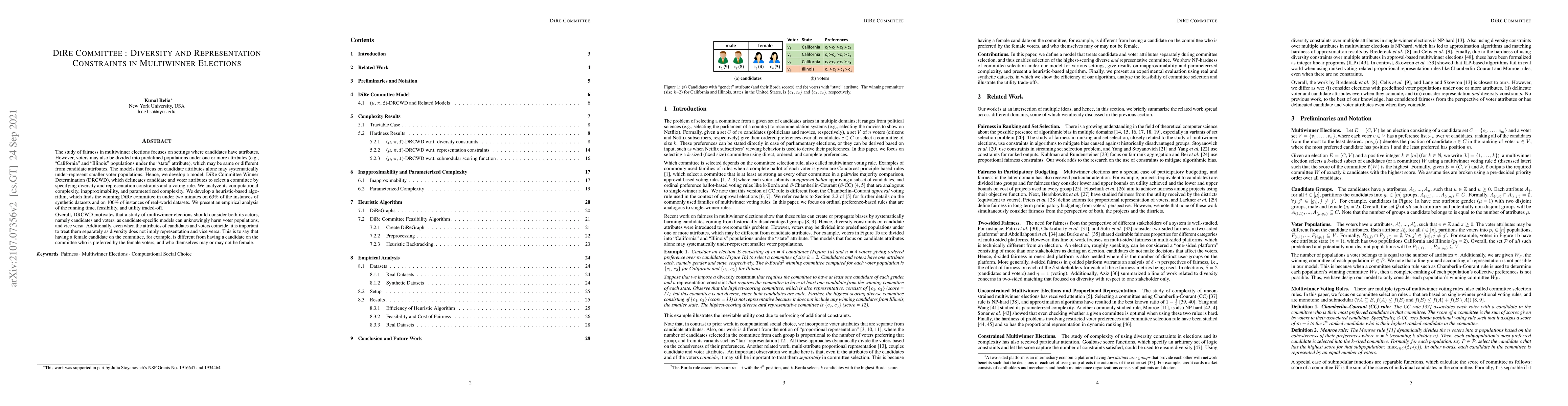 Thumbnail for DiRe Committee : Diversity and Representation Constraints in Multiwinner
  Elections