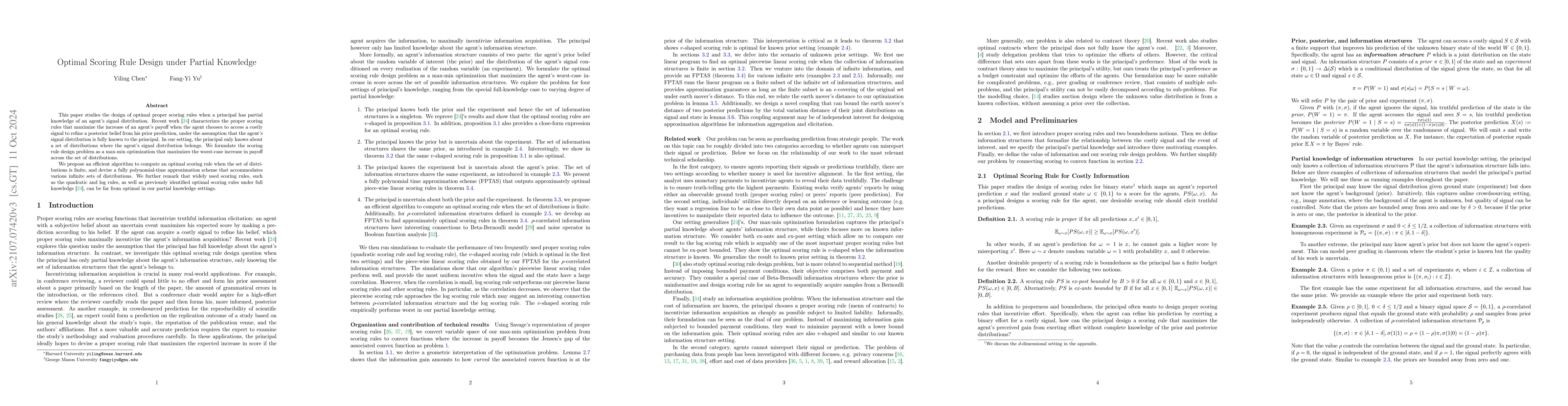 Thumbnail for Optimal Scoring Rule Design under Partial Knowledge