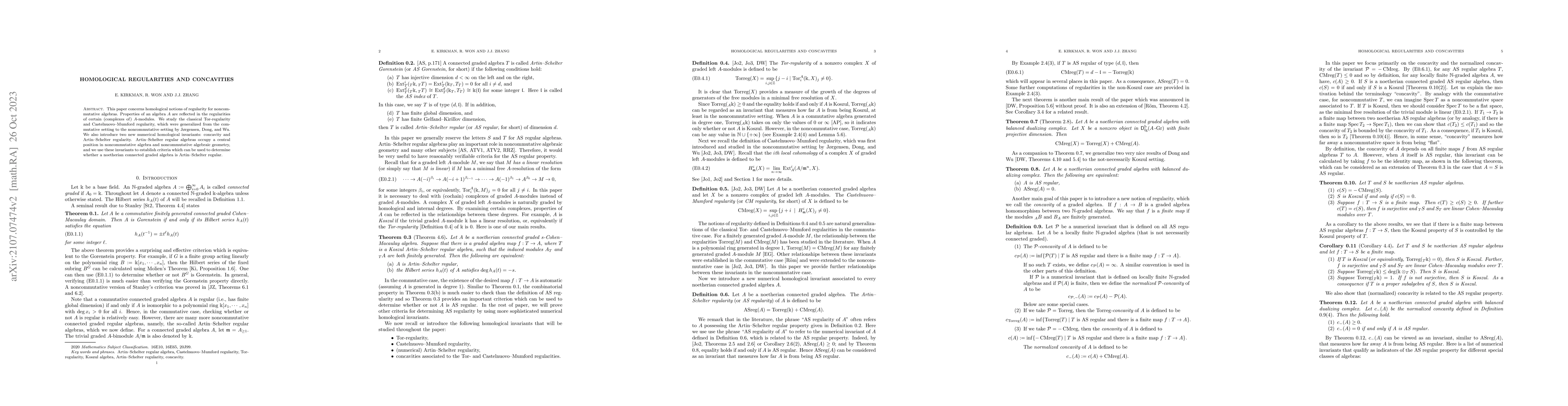 Thumbnail for Homological regularities and concavities