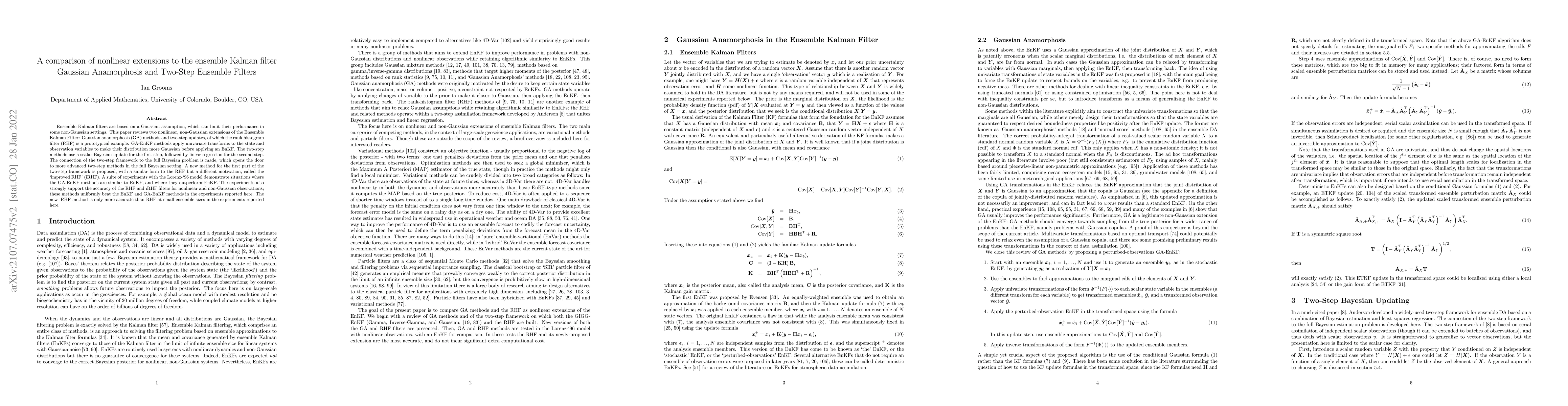 Thumbnail for A comparison of nonlinear extensions to the ensemble Kalman filter:
  Gaussian Anamorphosis and Two-Step Ensemble Filters