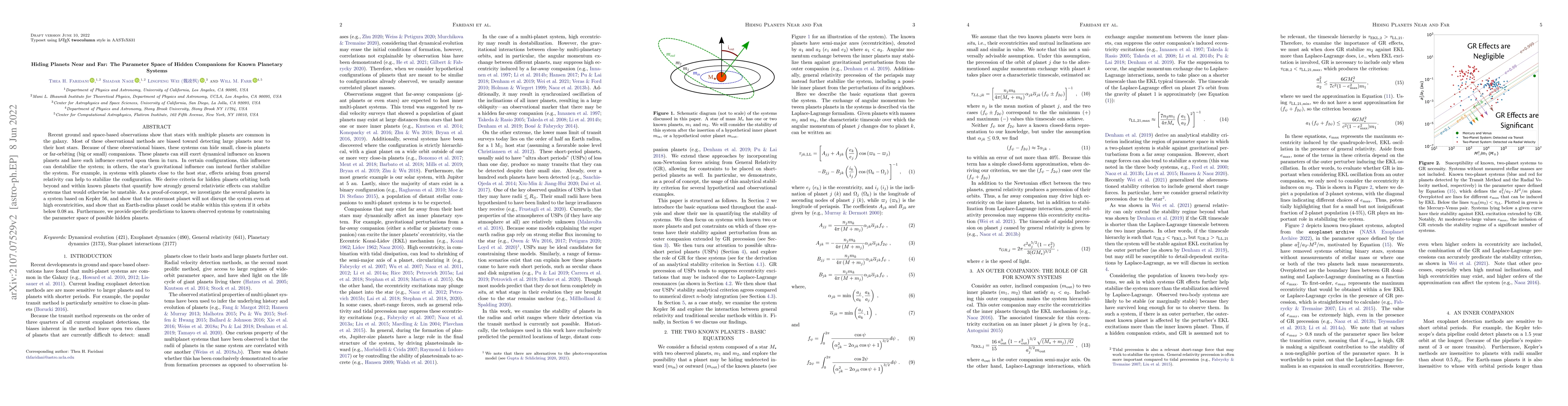 Thumbnail for Hiding Planets Near and Far: The Parameter Space of Hidden Companions
  for Known Planetary Systems