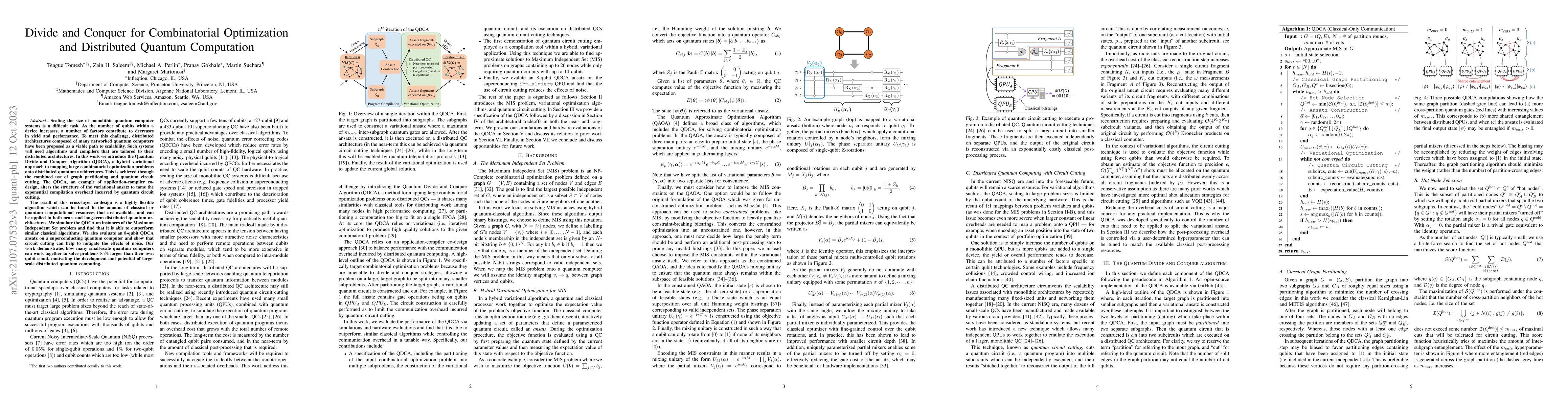 Thumbnail for Divide and Conquer for Combinatorial Optimization and Distributed
  Quantum Computation