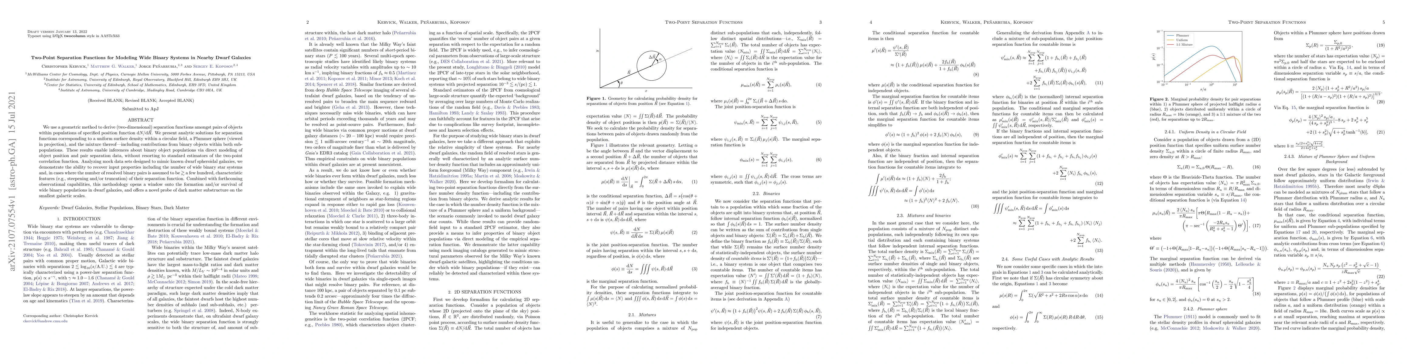 Thumbnail for Two-Point Separation Functions for Modeling Wide Binary Systems in
  Nearby Dwarf Galaxies