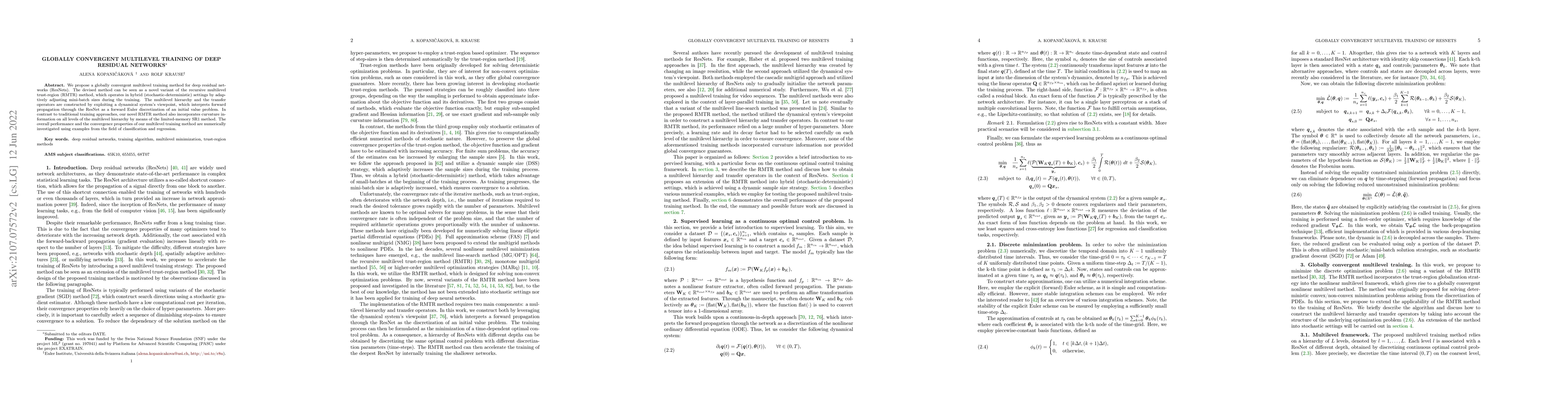 Thumbnail for Globally Convergent Multilevel Training of Deep Residual Networks