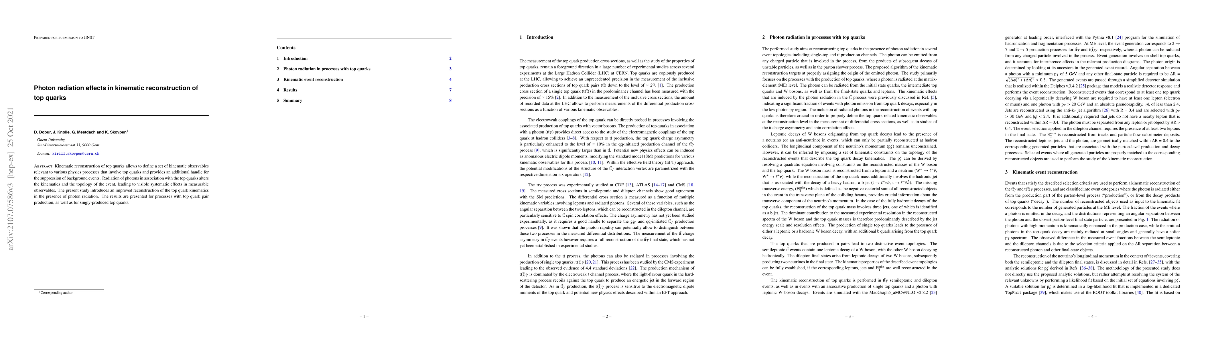 Thumbnail for Photon radiation effects in kinematic reconstruction of top quarks