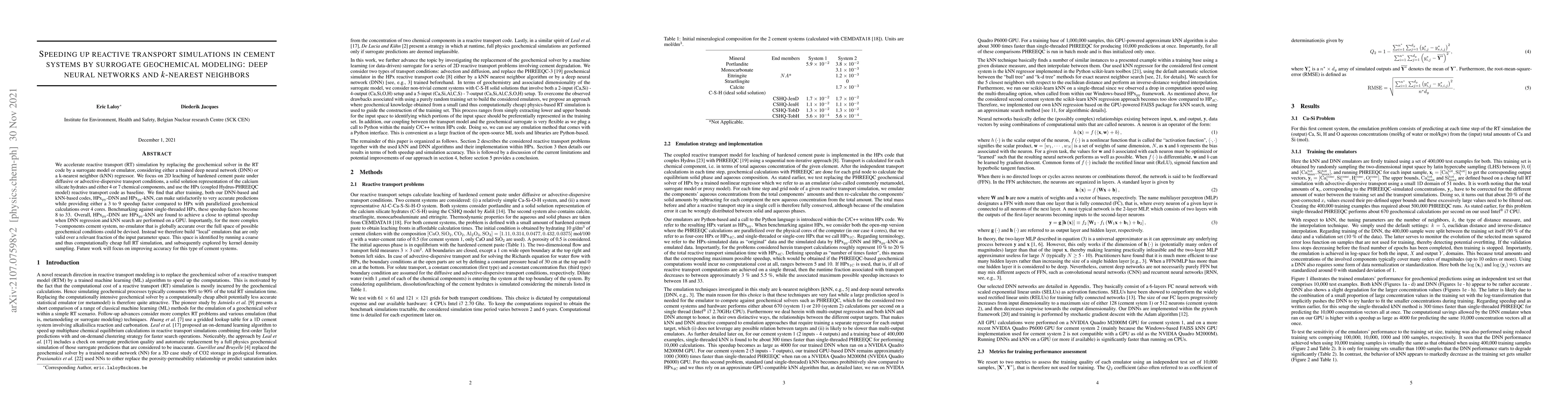 Thumbnail for Speeding up reactive transport simulations in cement systems by
  surrogate geochemical modeling: deep neural networks and k-nearest neighbors