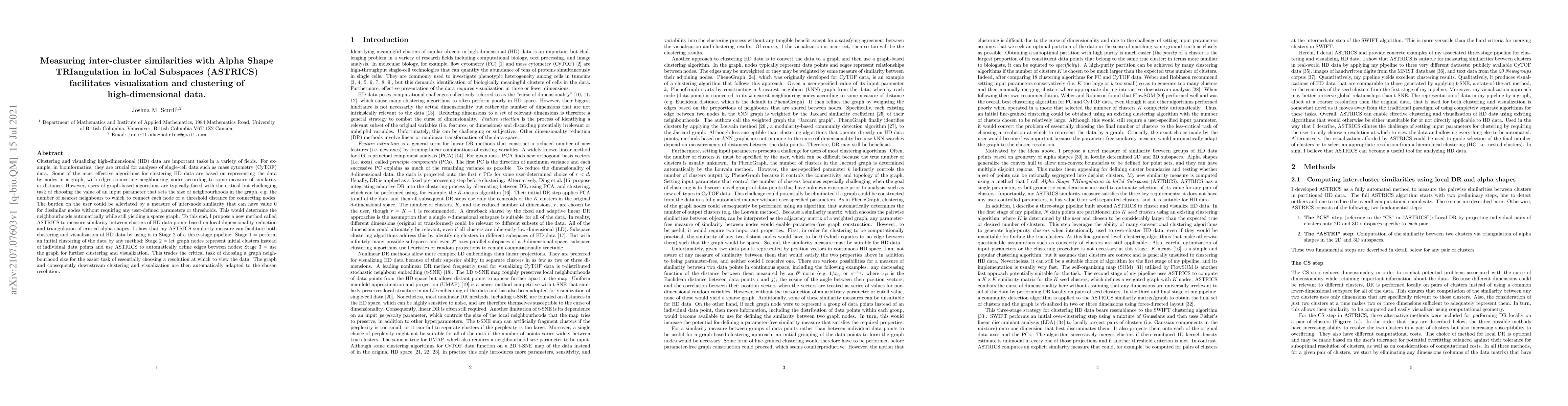 Thumbnail for Measuring inter-cluster similarities with Alpha Shape TRIangulation in
  loCal Subspaces (ASTRICS) facilitates visualization and clustering of
  high-dimensional data