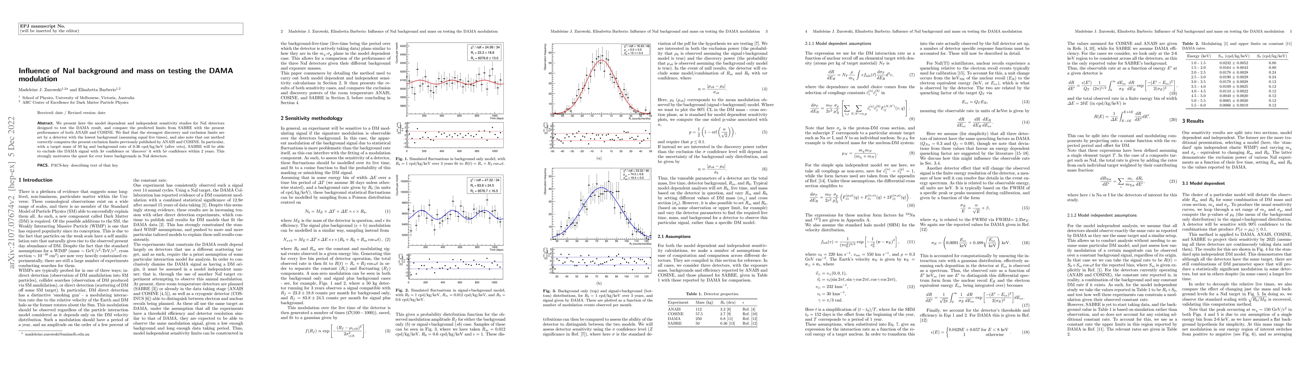 Thumbnail for Influence of NaI background and mass on testing the DAMA modulation