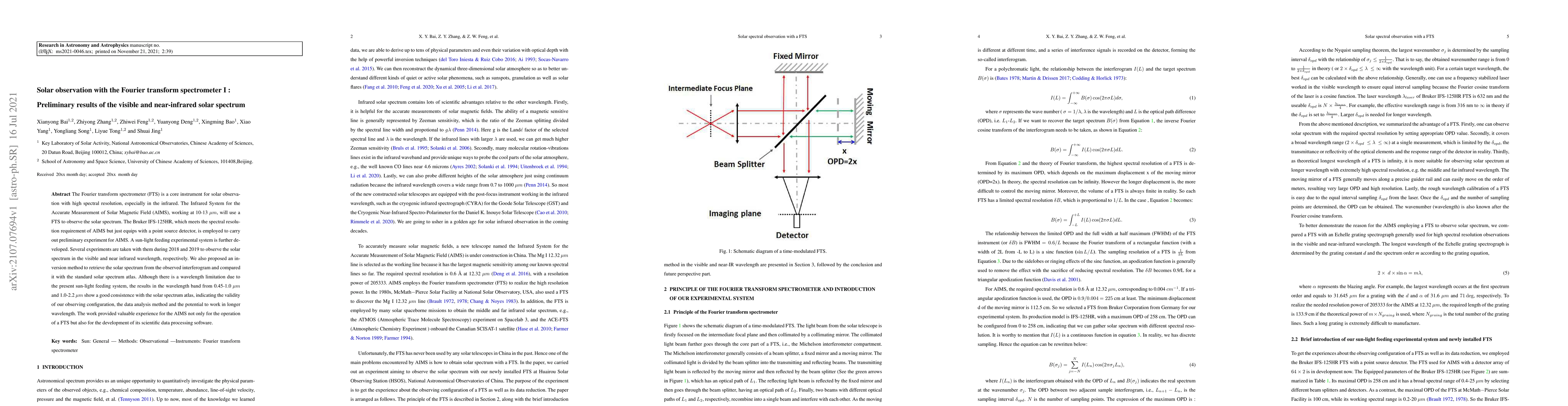 Thumbnail for Solar observation with the Fourier transform spectrometer I :
  Preliminary results of the visible and near-infrared solar spectrum