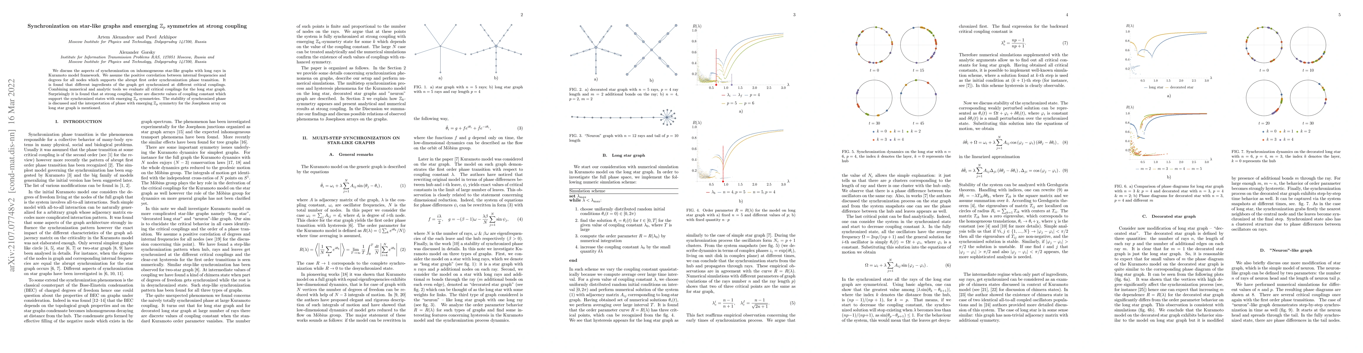 Thumbnail for Synchronization on star-like graphs and emerging $\mathbb{Z}_{p}$
  symmetries at strong coupling