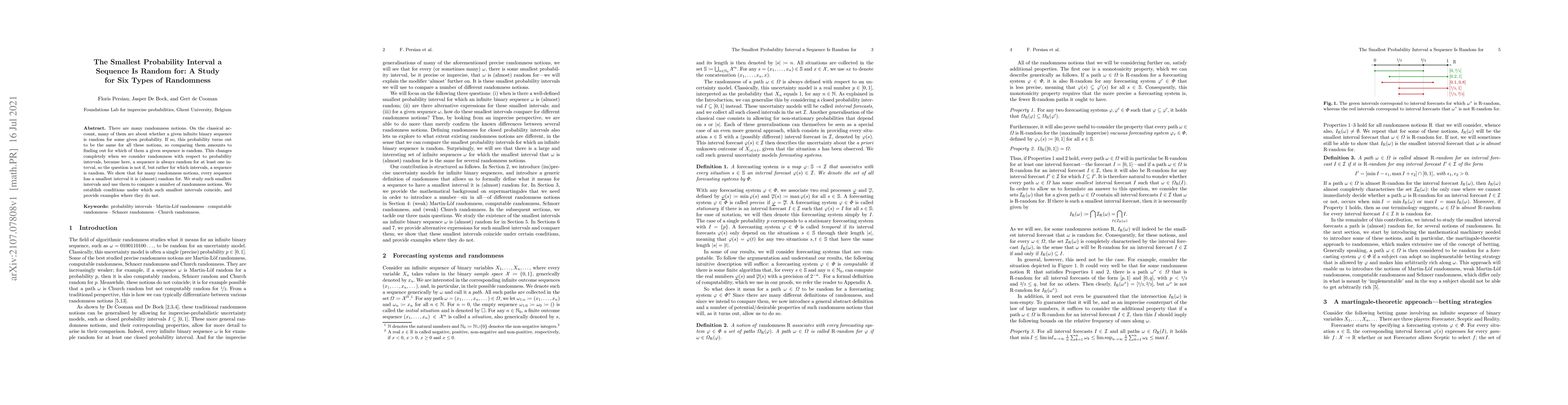 Thumbnail for The Smallest Probability Interval a Sequence Is Random for: A Study for
  Six Types of Randomness