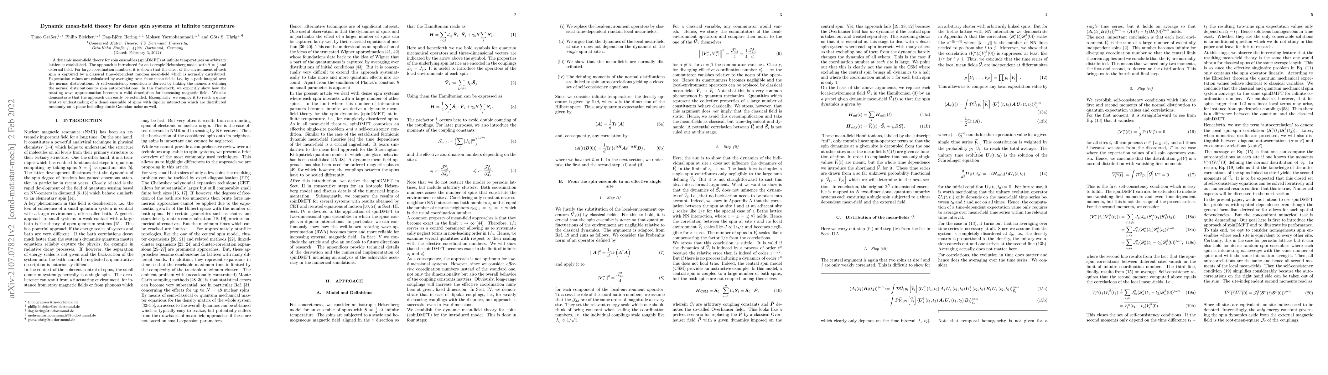 Thumbnail for Dynamic mean-field theory for dense spin systems at infinite temperature