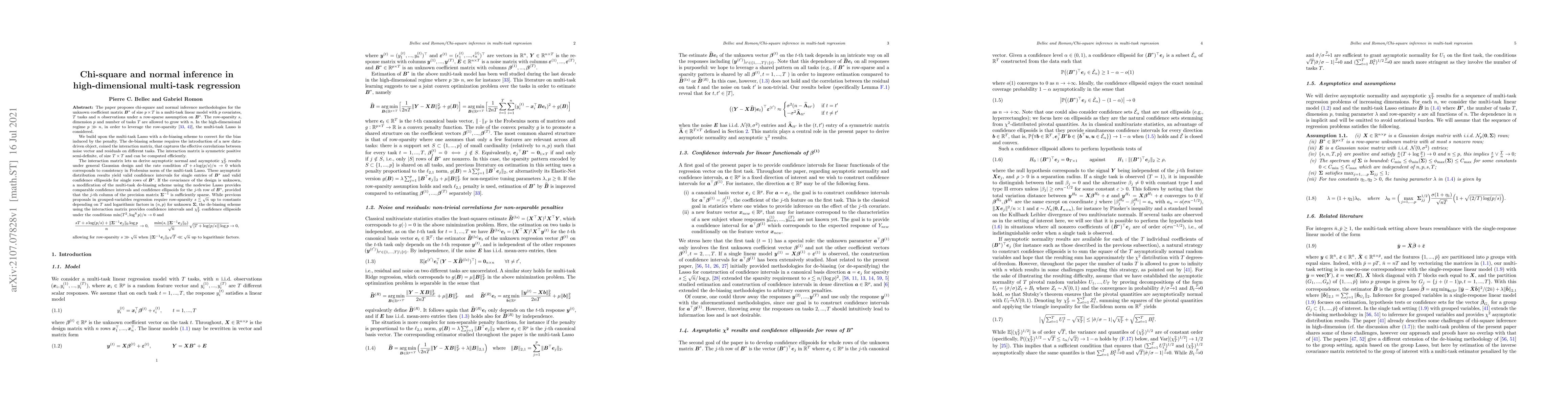 Thumbnail for Chi-square and normal inference in high-dimensional multi-task
  regression