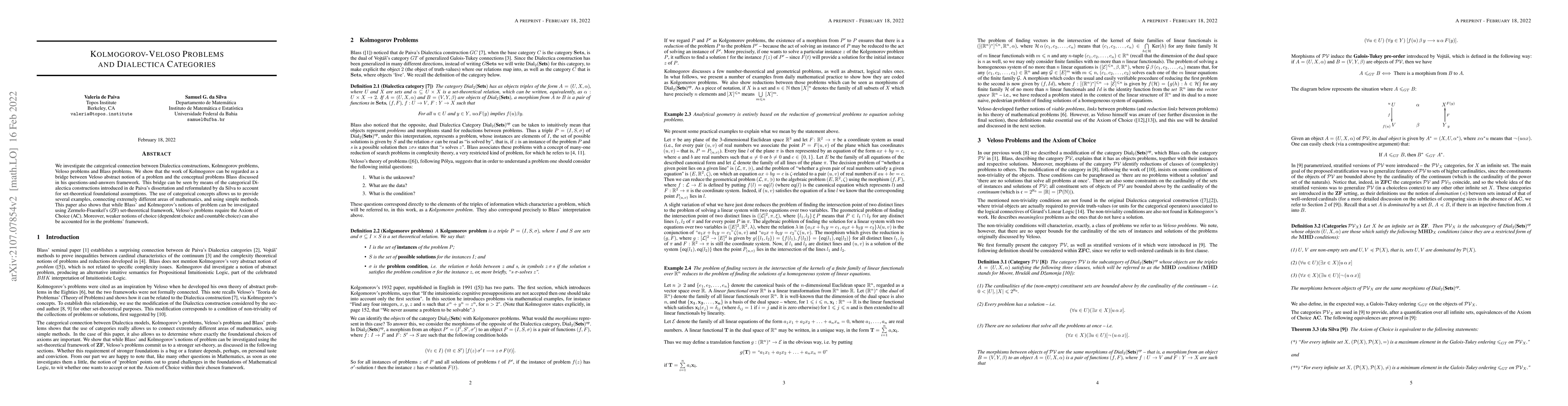 Thumbnail for Kolmogorov-Veloso Problems and Dialectica Categories