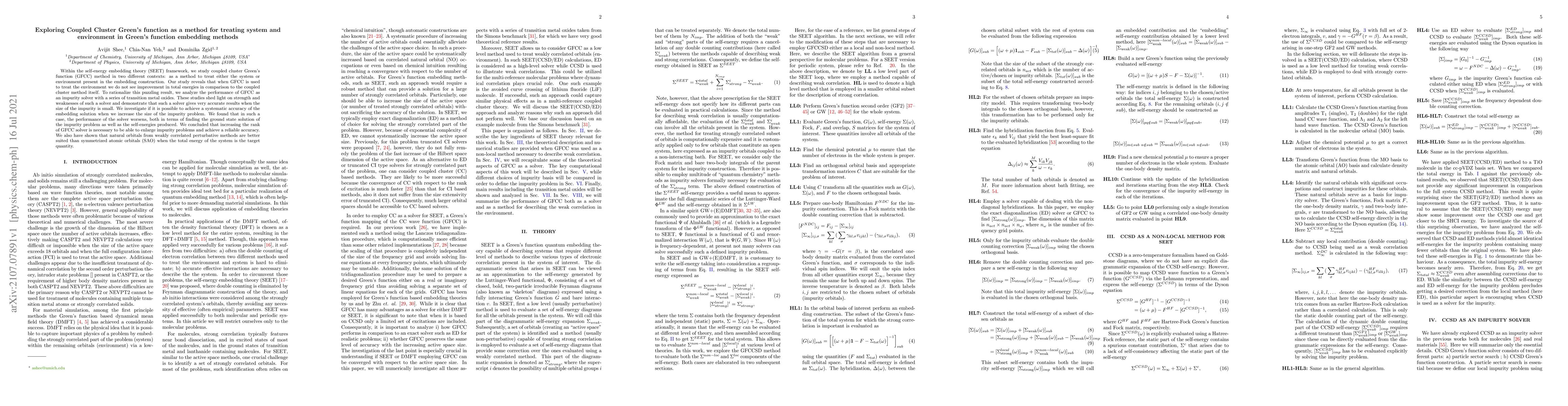 Thumbnail for Exploring Coupled Cluster Green's function as a method for treating
  system and environment in Green's function embedding methods