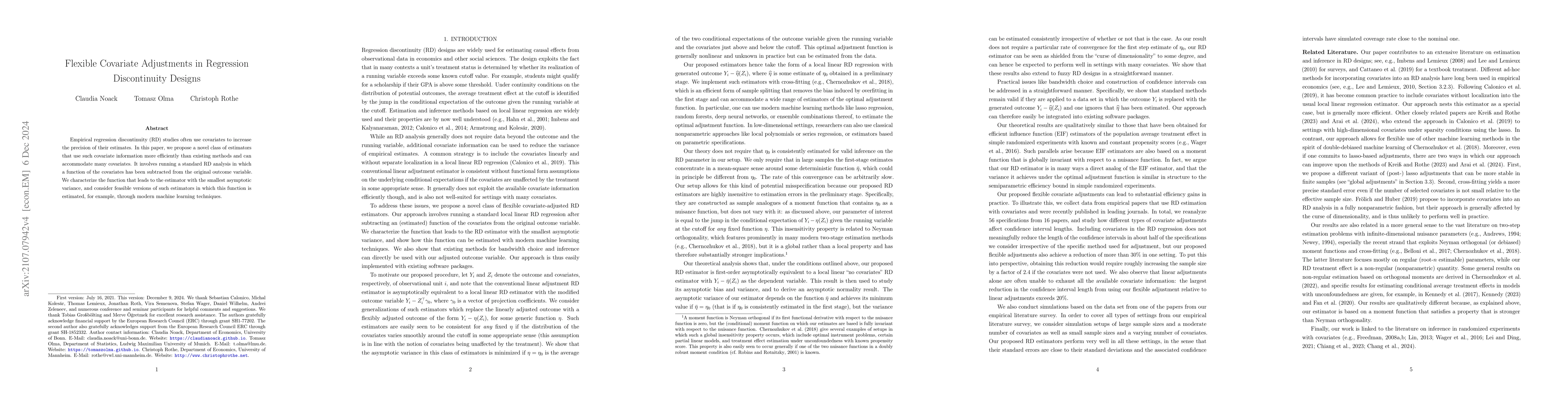 Thumbnail for Flexible Covariate Adjustments in Regression Discontinuity Designs