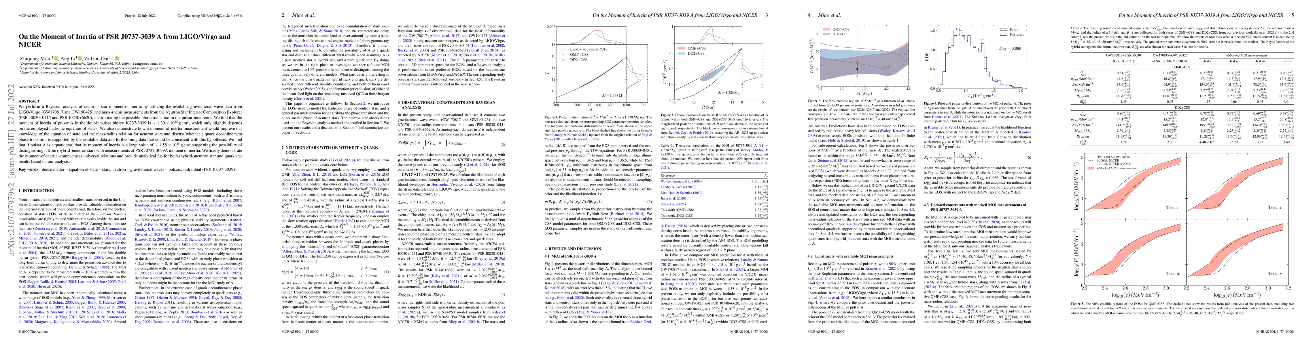 Thumbnail for On the moment of inertia of PSR J0737-3039 A from LIGO/Virgo and NICER