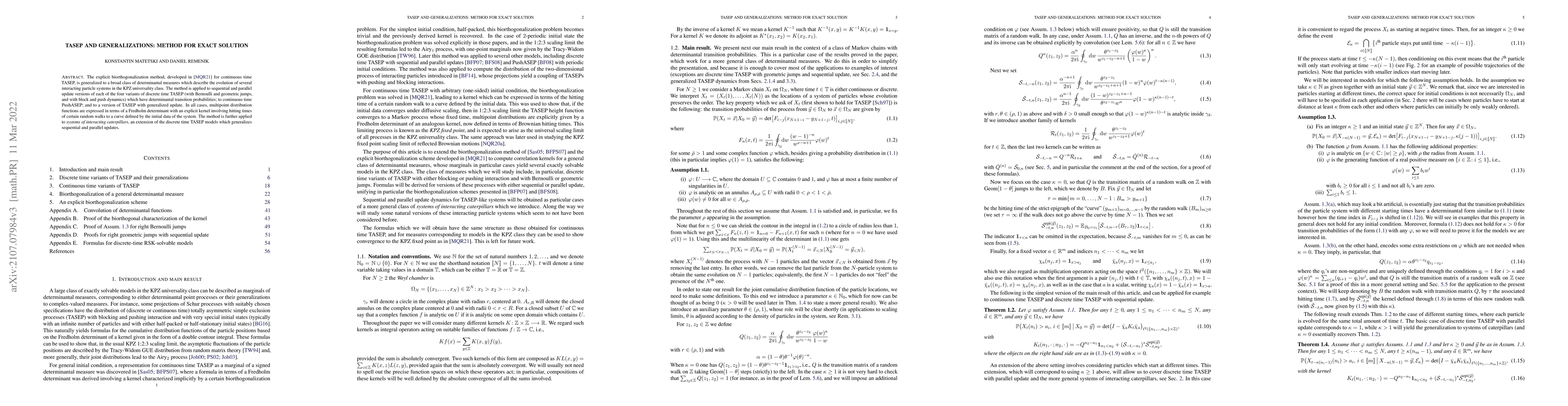 Thumbnail for TASEP and generalizations: Method for exact solution