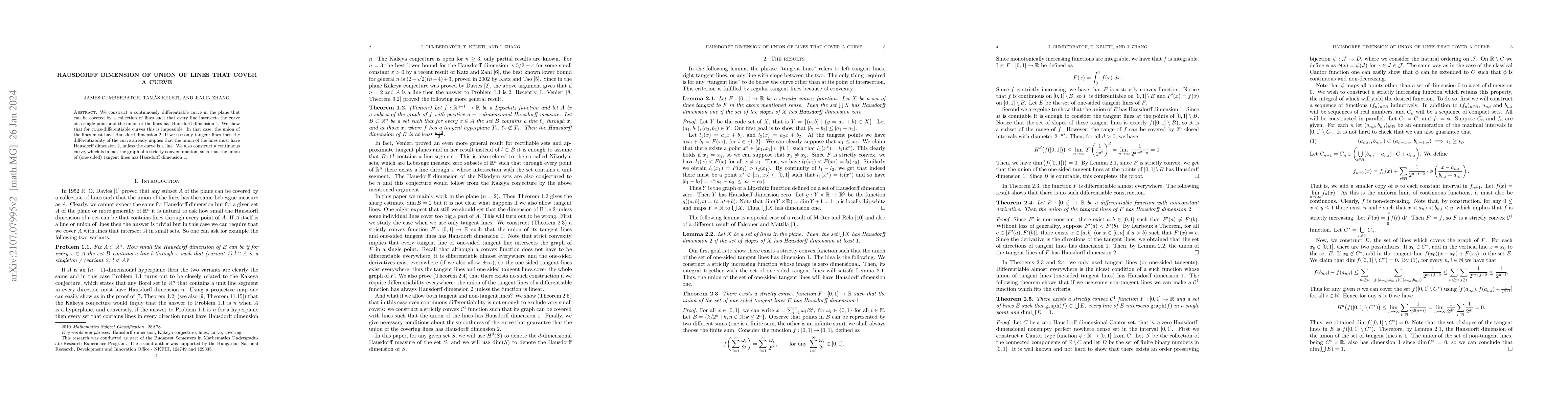 Thumbnail for Hausdorff dimension of union of lines that cover a curve