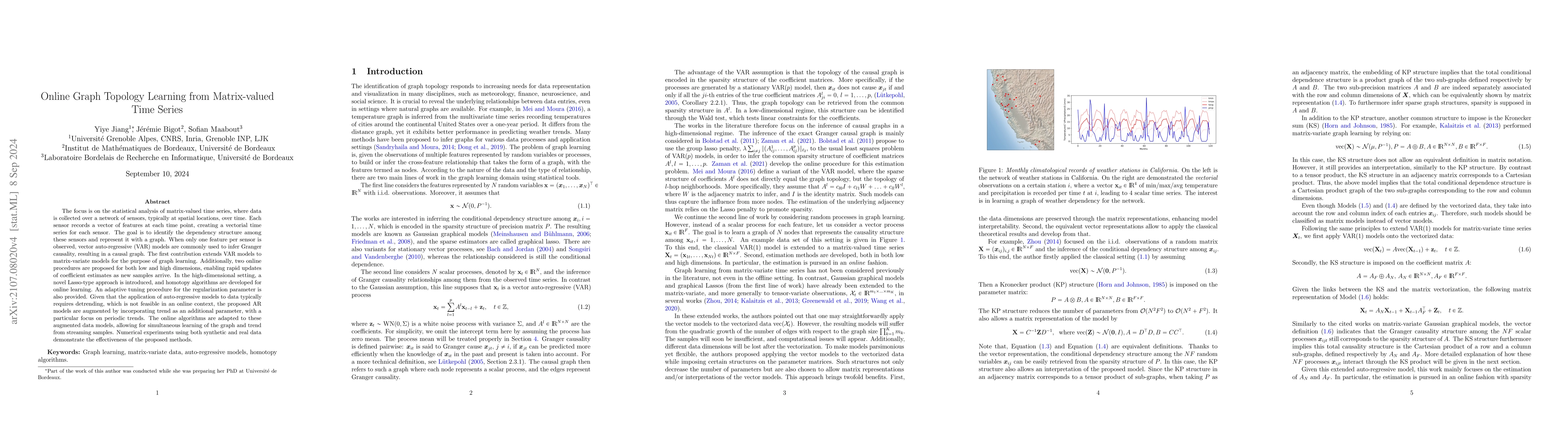 Thumbnail for Online Graph Topology Learning from Matrix-valued Time Series
