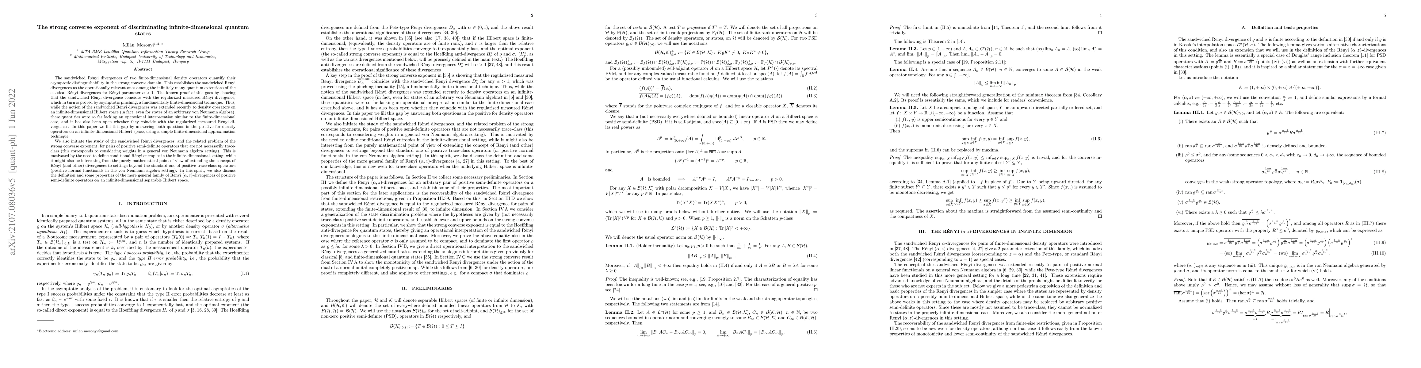 Thumbnail for The strong converse exponent of discriminating infinite-dimensional
  quantum states