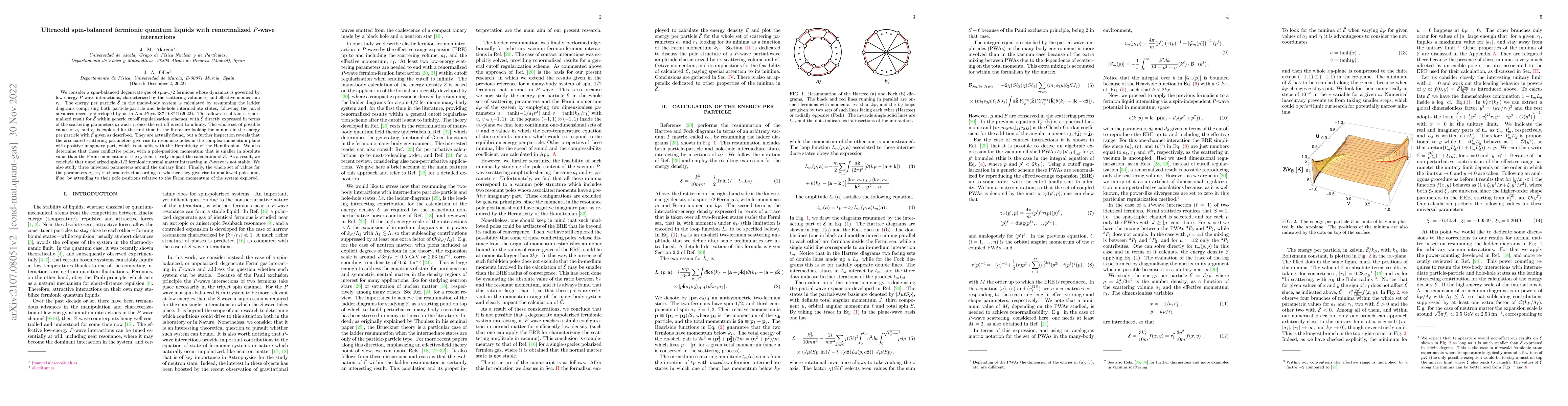 Thumbnail for Ultracold spin-balanced fermionic quantum liquids with renormalized
  $P$-wave interactions