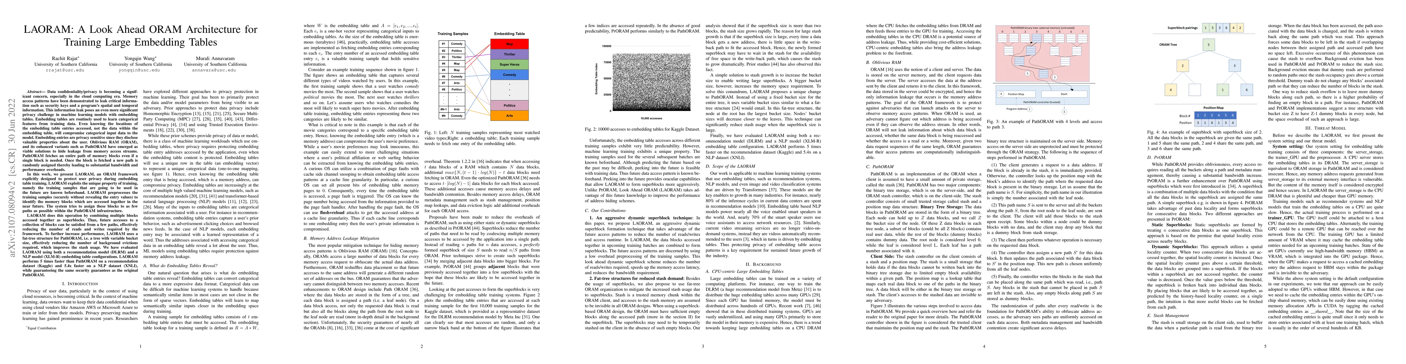 Thumbnail for LAORAM: A Look Ahead ORAM Architecture for Training Large Embedding
  Tables