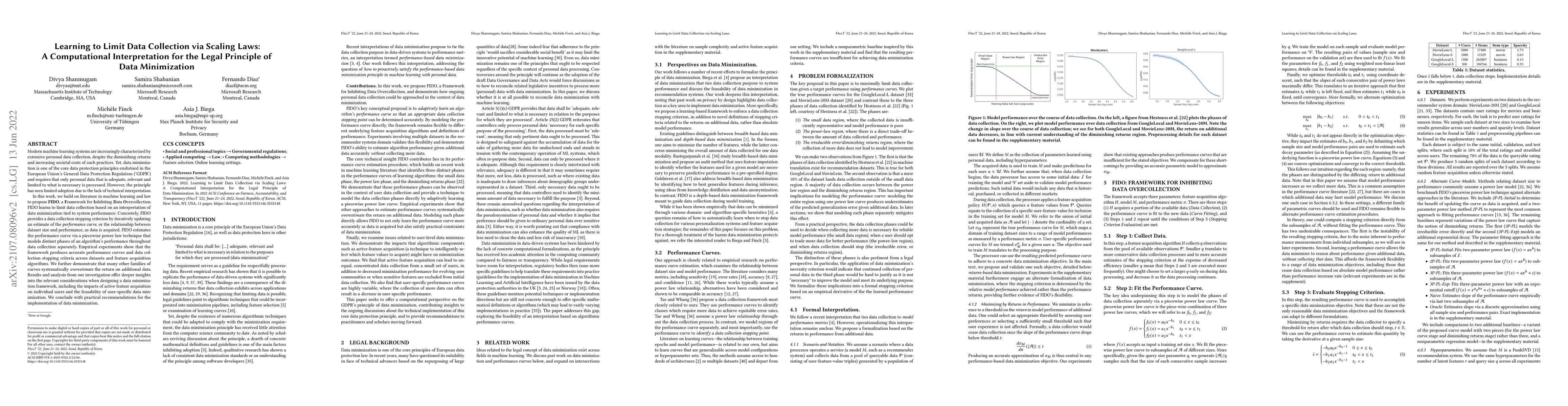 Thumbnail for Learning to Limit Data Collection via Scaling Laws: A Computational
  Interpretation for the Legal Principle of Data Minimization