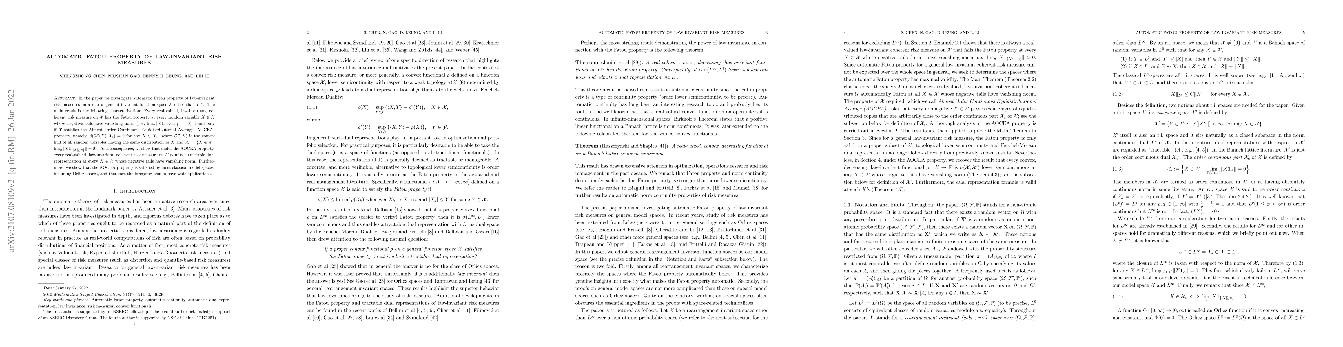 Thumbnail for Automatic Fatou Property of Law-invariant Risk Measures