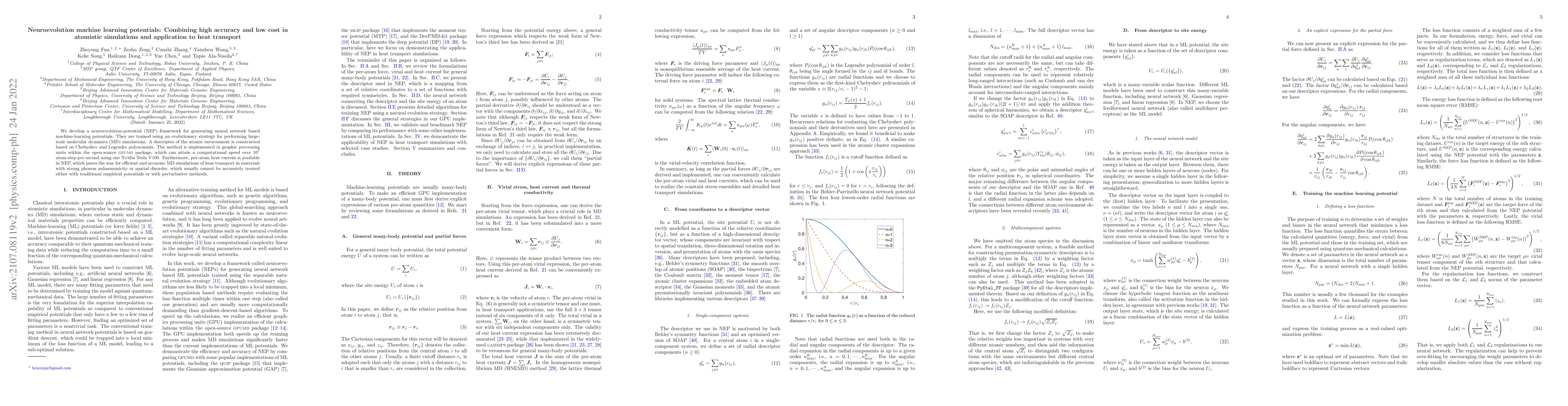 Thumbnail for Neuroevolution machine learning potentials: Combining high accuracy and
  low cost in atomistic simulations and application to heat transport