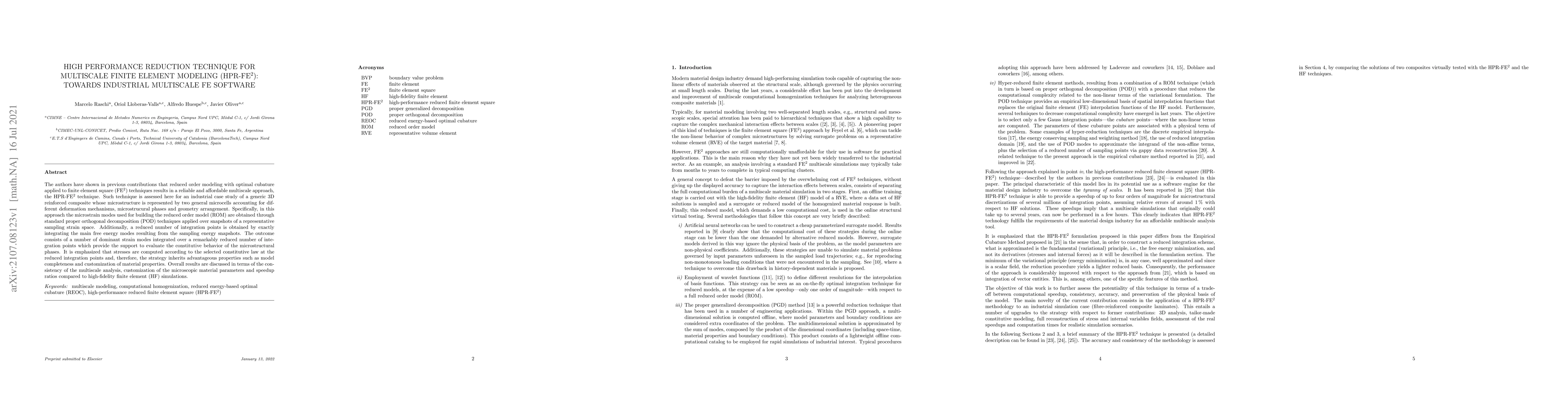Thumbnail for High performance reduction technique for multiscale finite element
  modeling (HPR-FE2): towards industrial multiscale FE software