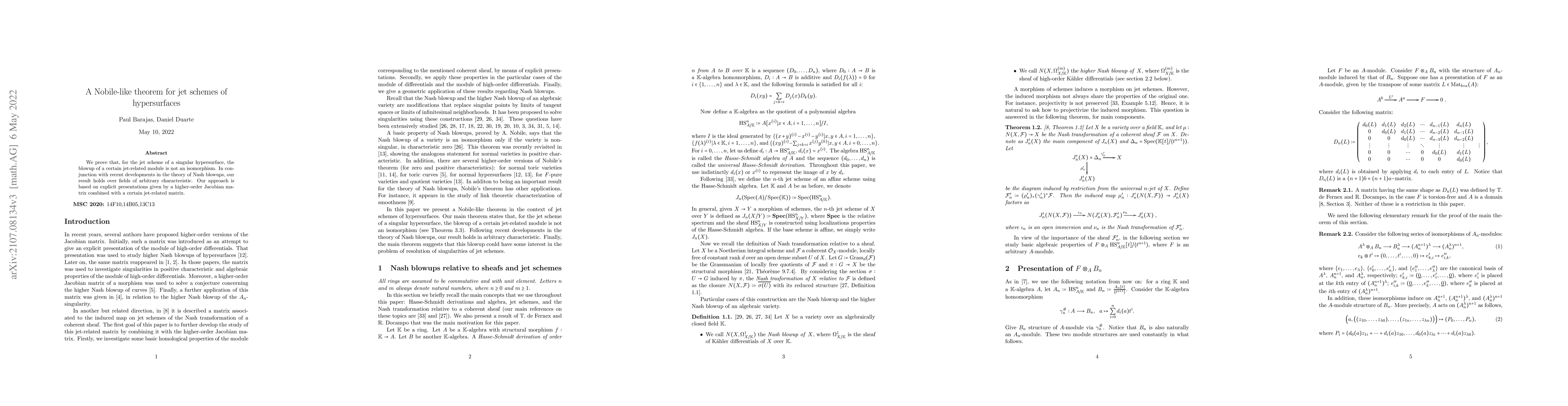 Thumbnail for A Nobile-like theorem for jet schemes of hypersurfaces