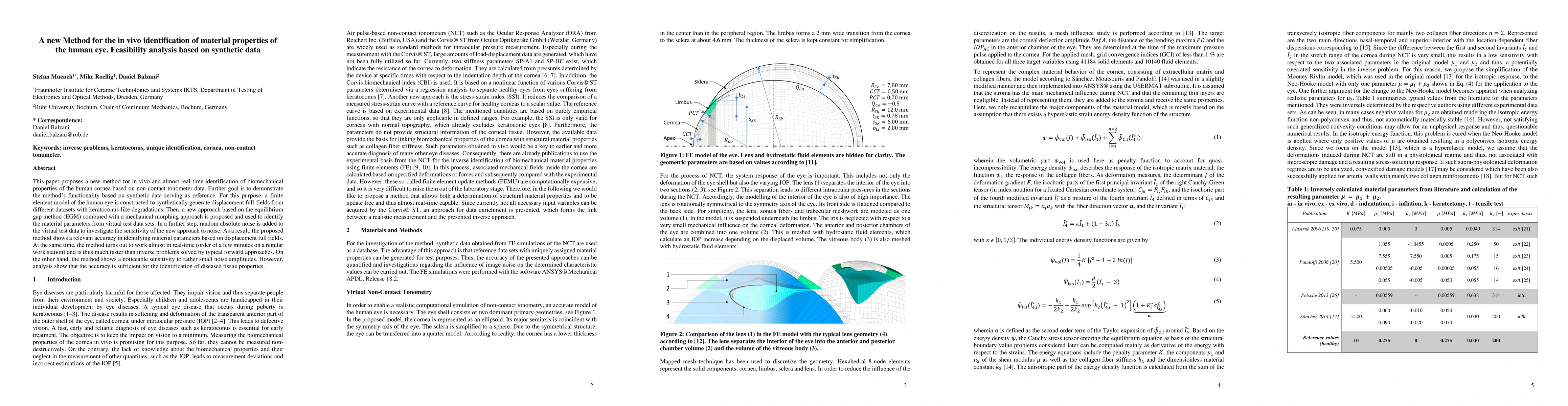 Thumbnail for A new Method for the in vivo identification of material properties of
  the human eye. Feasibility analysis based on synthetic data
