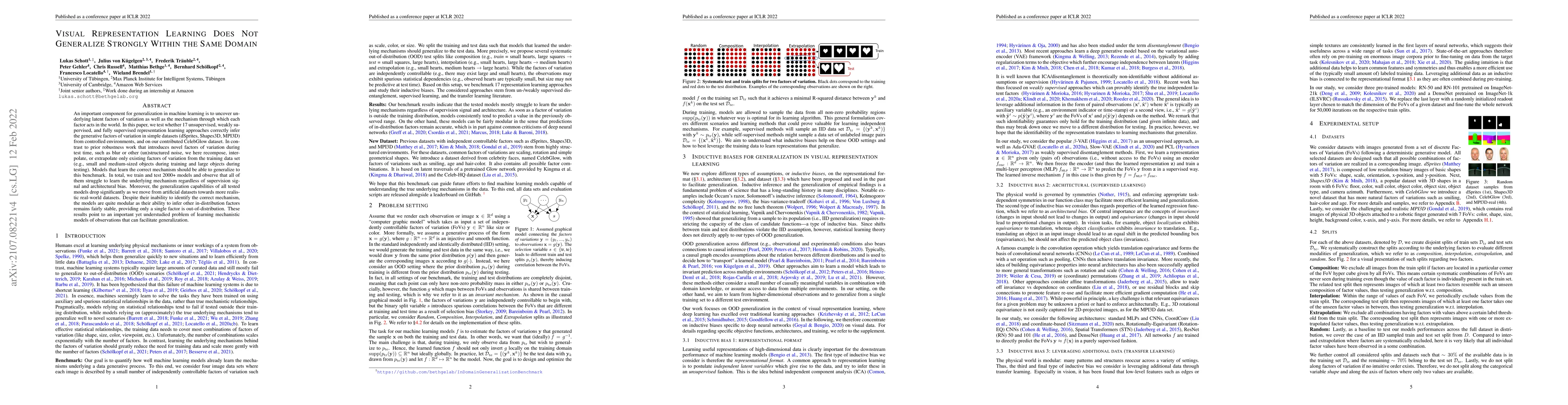 Thumbnail for Visual Representation Learning Does Not Generalize Strongly Within the
  Same Domain