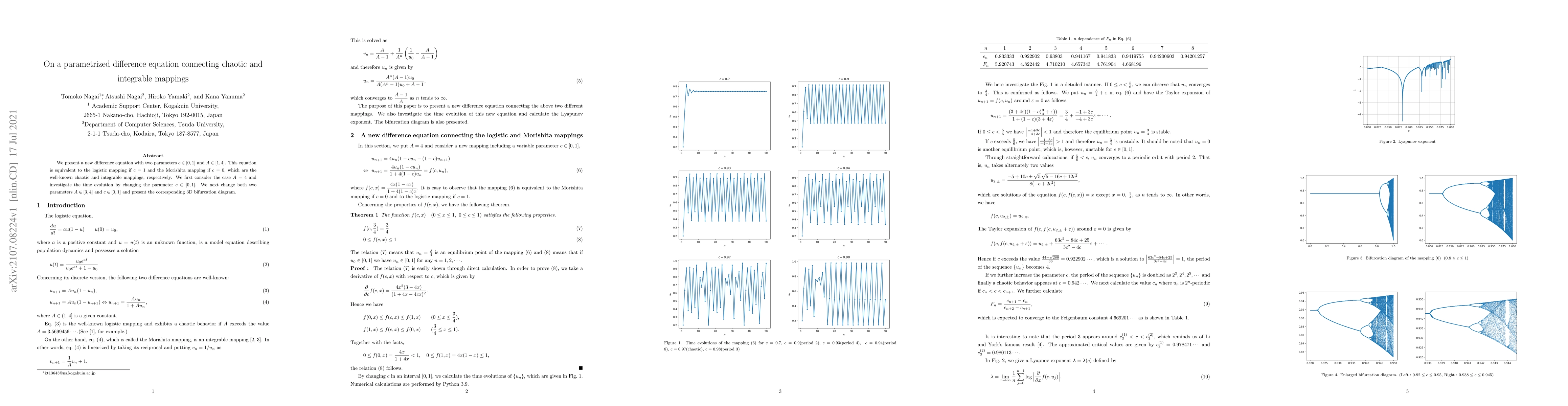 Thumbnail for On a parametrized difference equation connecting chaotic and integrable
  mappings