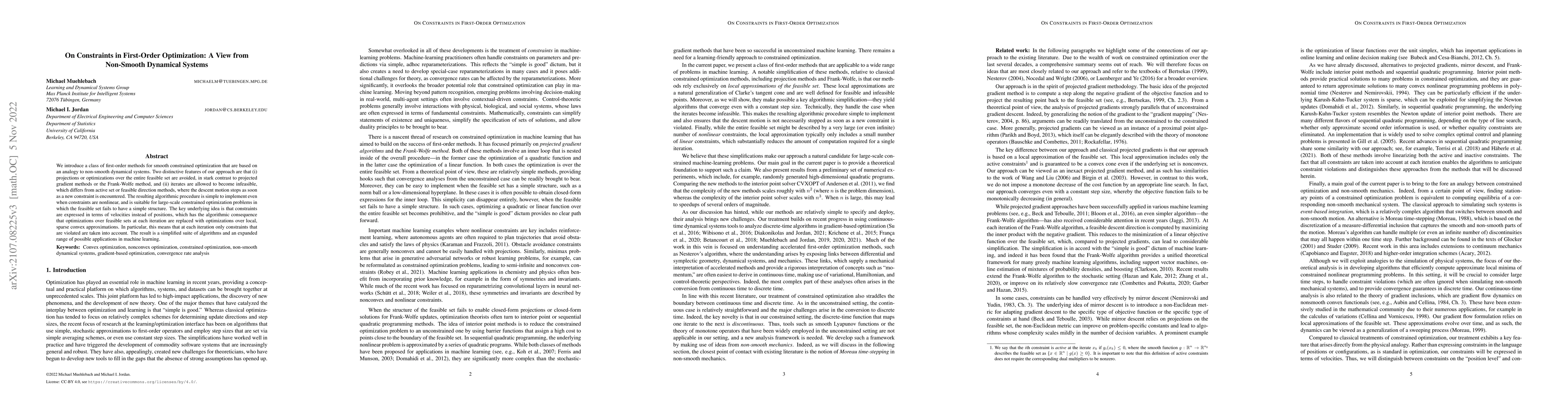 Thumbnail for On Constraints in First-Order Optimization: A View from Non-Smooth
  Dynamical Systems