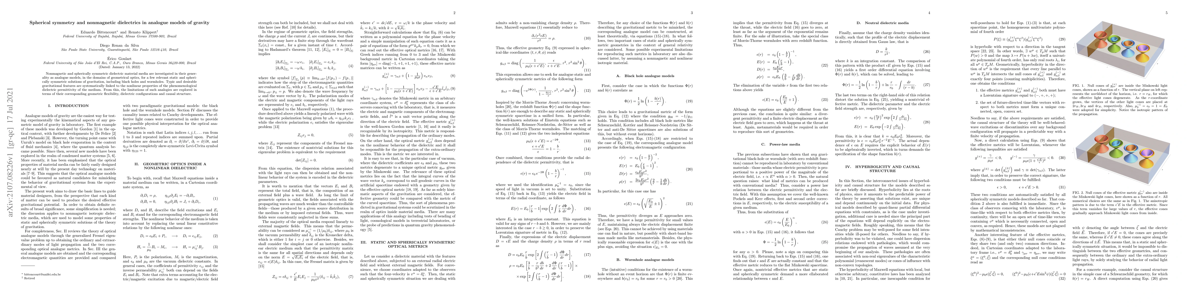Thumbnail for Spherical symmetry and nonmagnetic dielectrics in analogue models of
  gravity